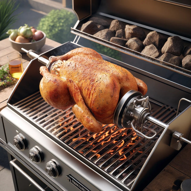 Rotisserie chicken on gas grill new arrivals