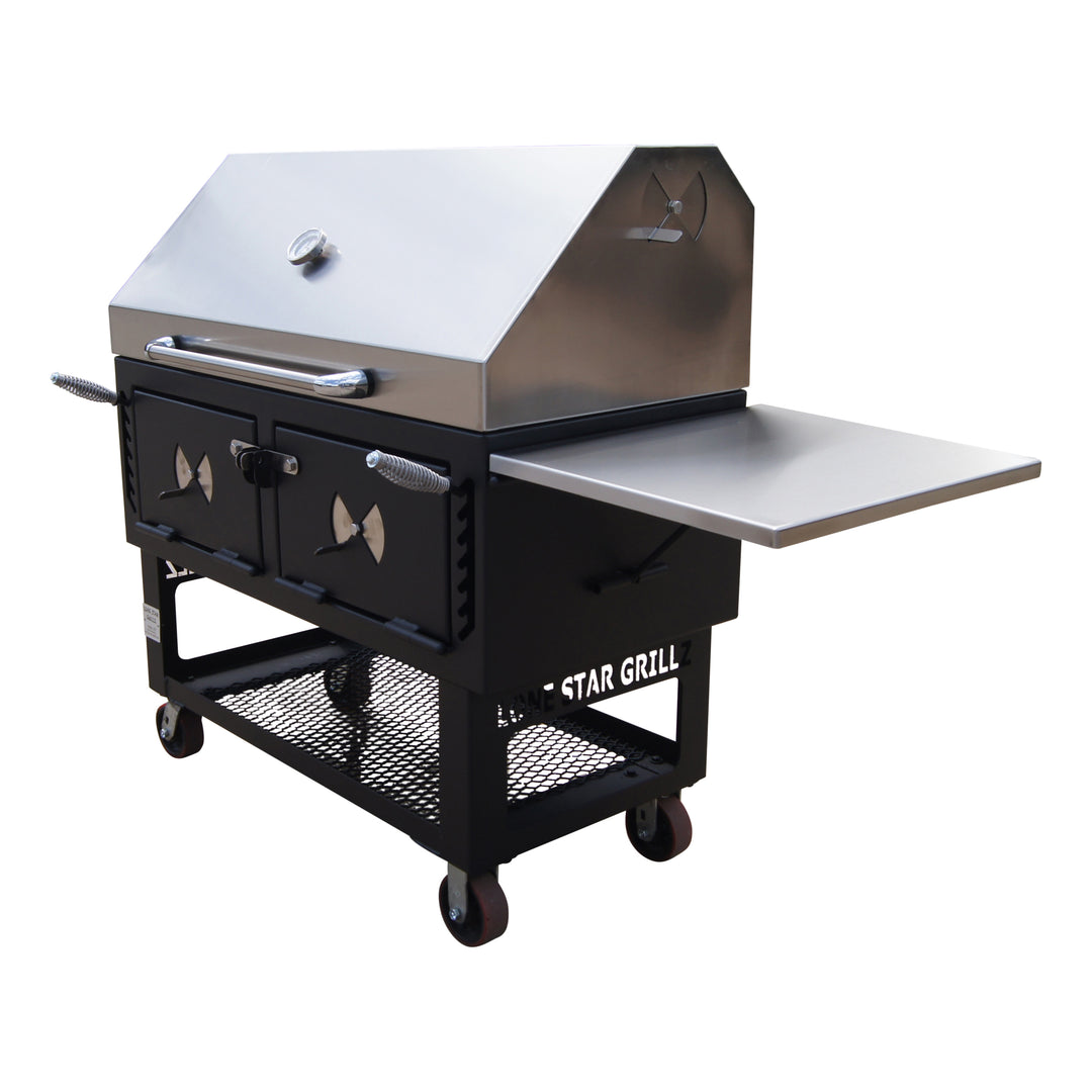 24 x 48 Adjustable Charcoal Grill Smoker Lone Star Grillz